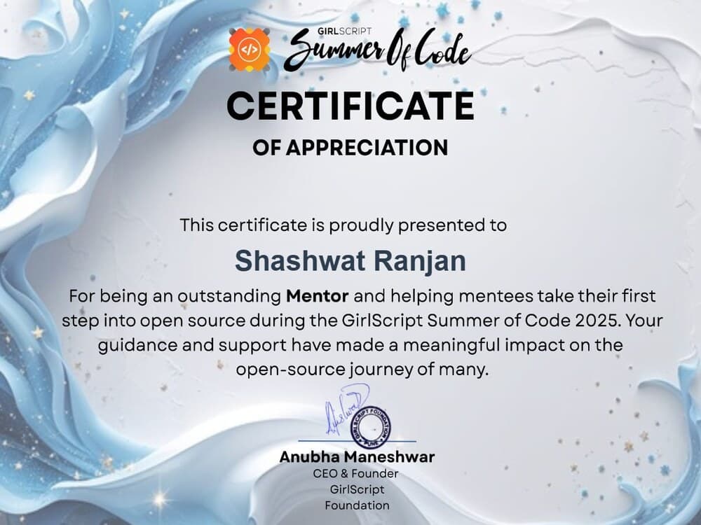 GSSoC 2025 — Mentor (Appreciation)